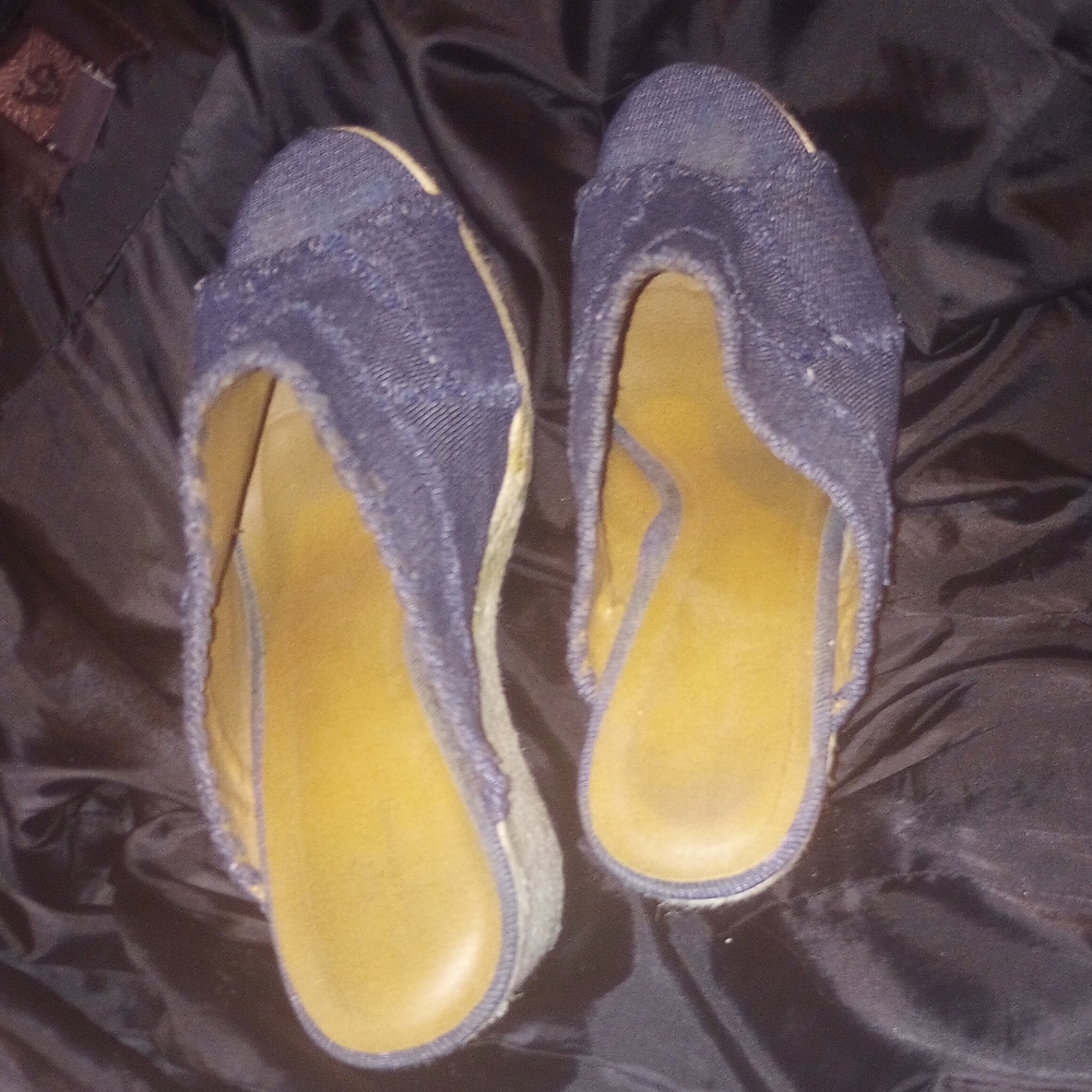 Denim Espadrille Wedge Sandals